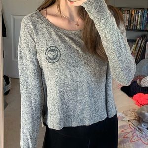 Grey long sleeve cropped sleeping tee Hollister